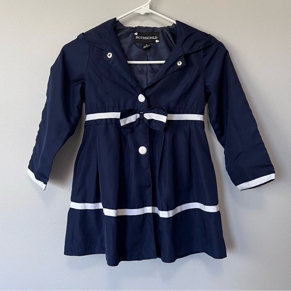 Rothschild Blue/White Pleated Hooded Coat Size 6